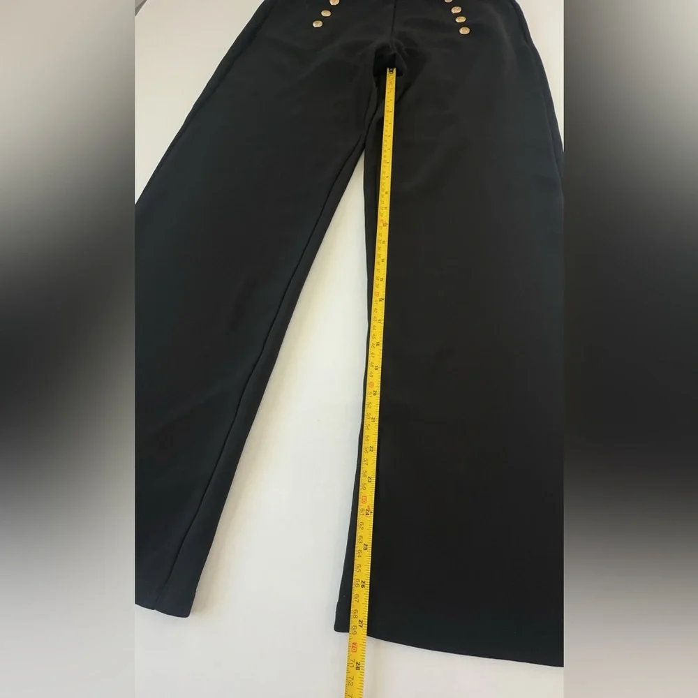 A4 Sports Black Pants with Gold Buttons Women’s Size L – Stretch Dressy Trouser - Picture 9 of 10